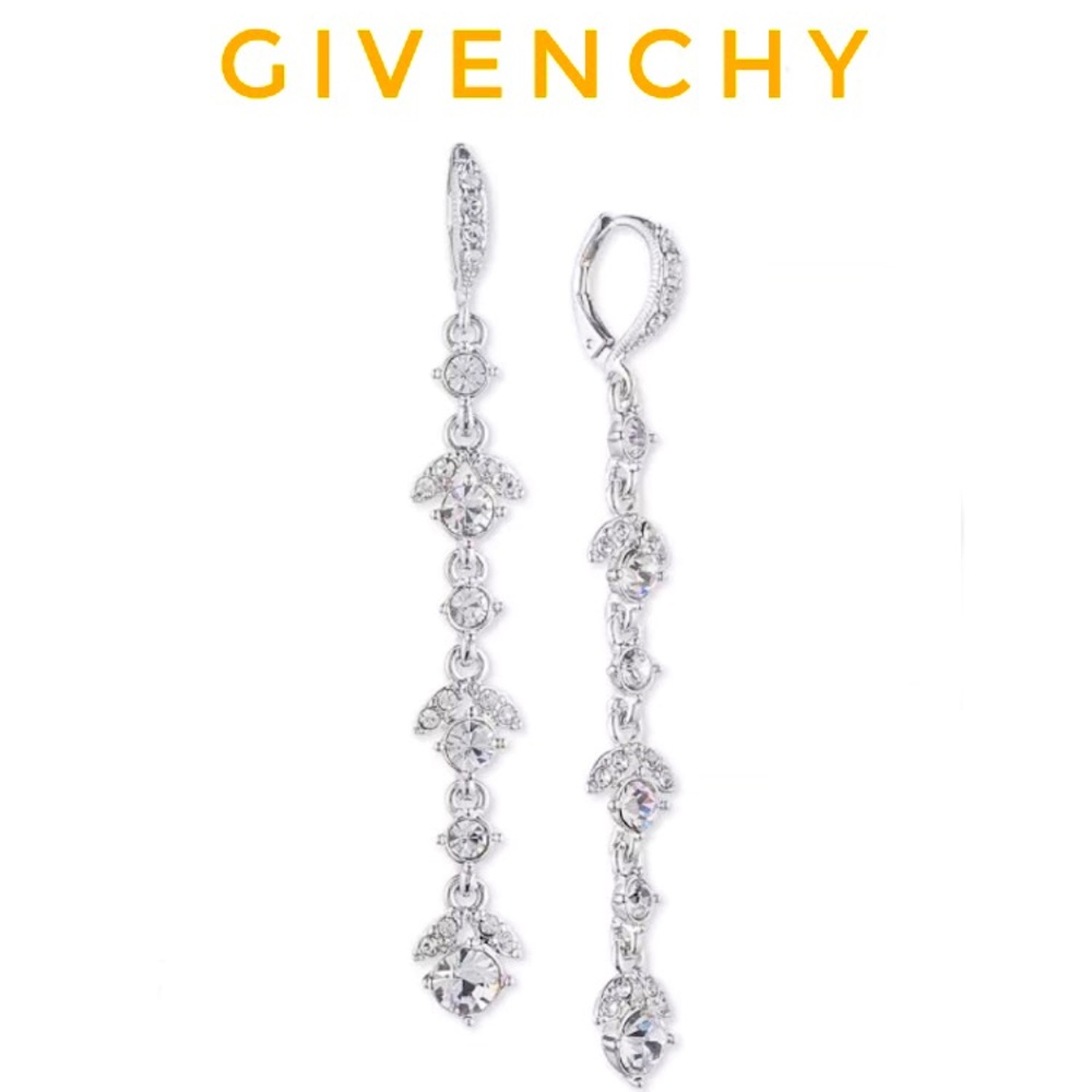 Givenchy Crystal Linear Drop silver tone Earrings